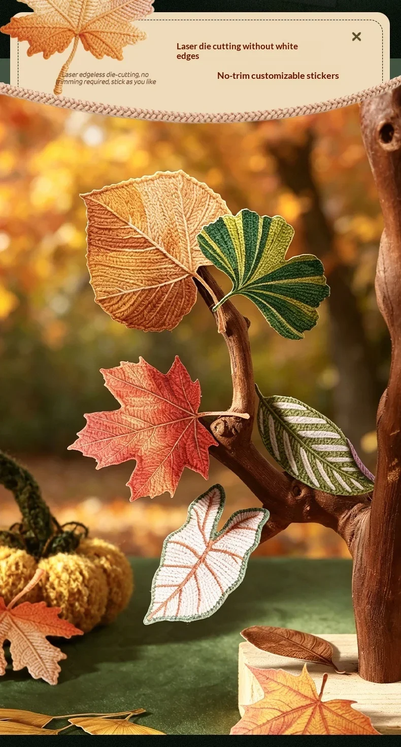 JIANWU Vintage Autumn Leaves Maple Leaf Landscape Material Collage Scrapbooking PET Sticker Creative DIY Journal Stationery