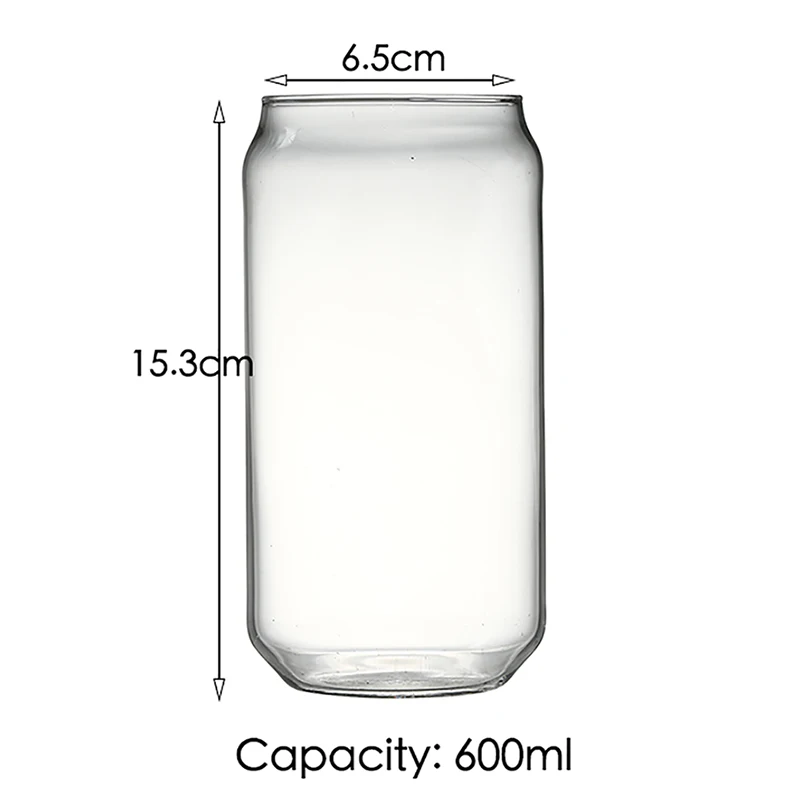 400ml Can Shaped Glass Cups, 6 Pack Cups for Kitchen, Stylish Beer Can Glass, Soda Glassware Set, Iced Coffee Glasses