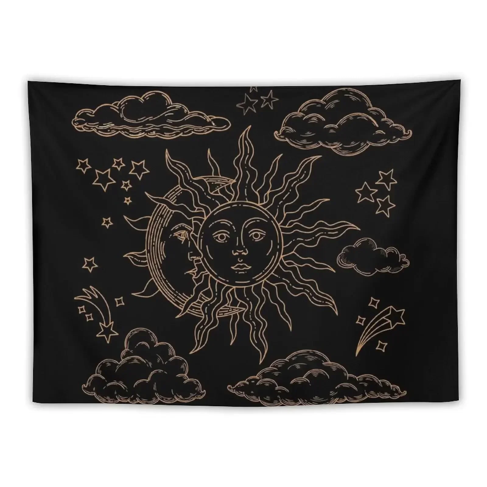 Sun and Moon Vintage,gold,line art Tapestry Bedroom Decor For Bedroom Decoration Home Tapestry