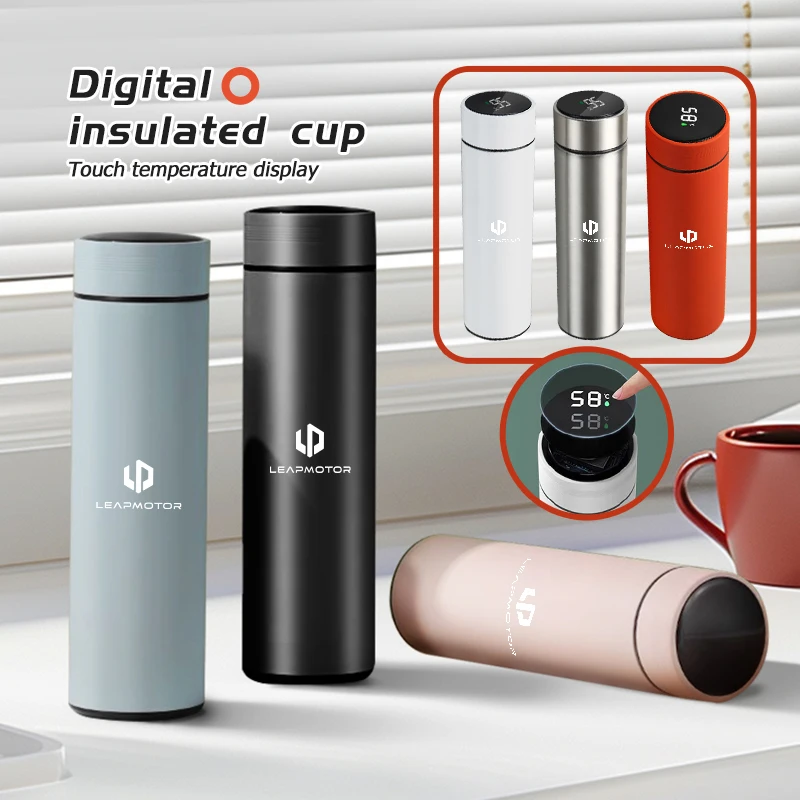 New Car Smart Thermos Bottle With Temperature Display Coffee Cup For Leapmotor Leap Motor C01 C11 T03 S01 C11 Reev 2022 2023