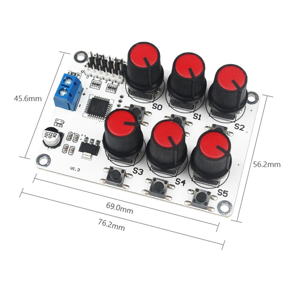 Servoazionamento con manopola rotante Scheda controller a 6 canali/vie Servo tester di protezione da sovracorrente per parte robot Arduino fai da te