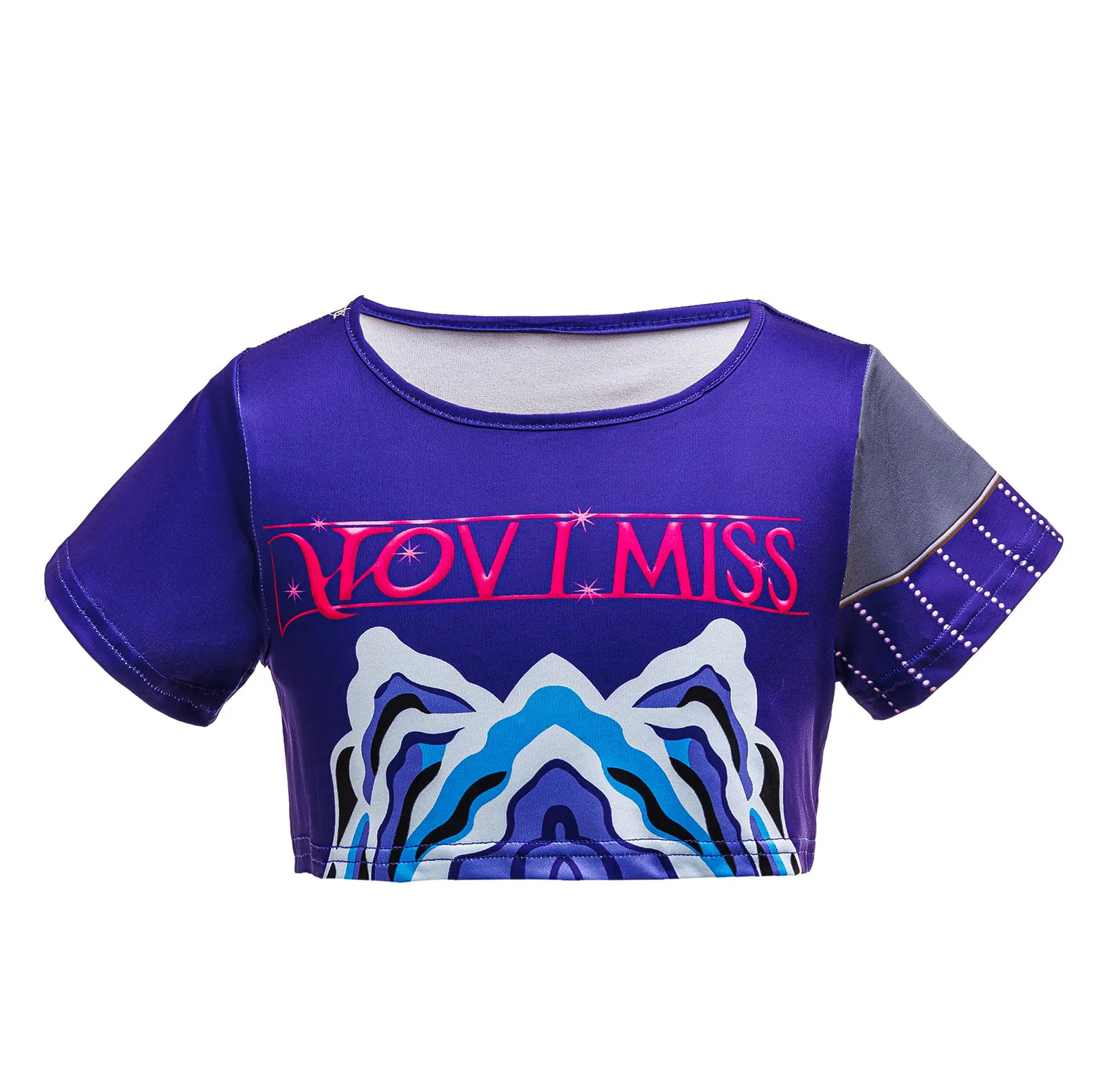 Koreanisches Trendiges Sänger-Kostüm für Mädchen, 2-teilig: Lila Top + Gelber Rock, 3D-Druck Leggings, Geburtstagsparty-Tanz-Performance Mädchen-Uniform – Detail 4