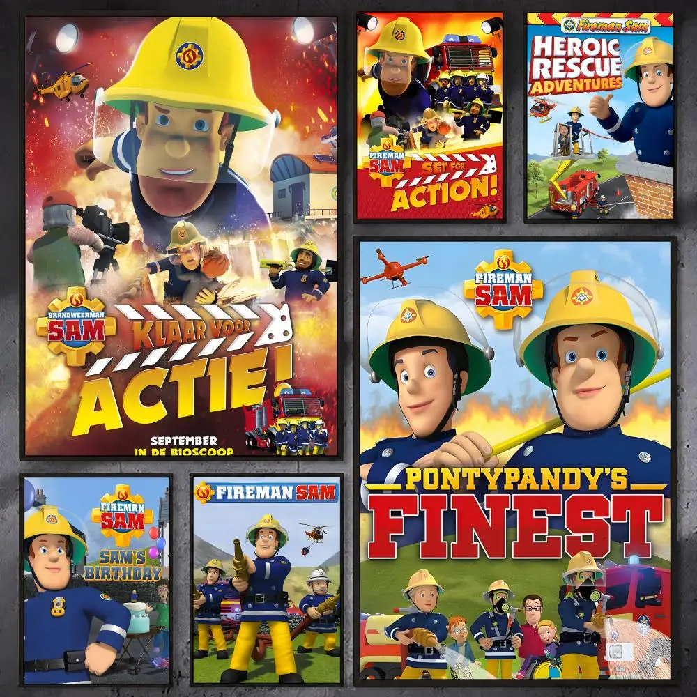 Hit Anime F-Fireman Sam Poster HD Quality Wall Art Retro Posters For Home Room Wall Decor Kawaii Room Decor