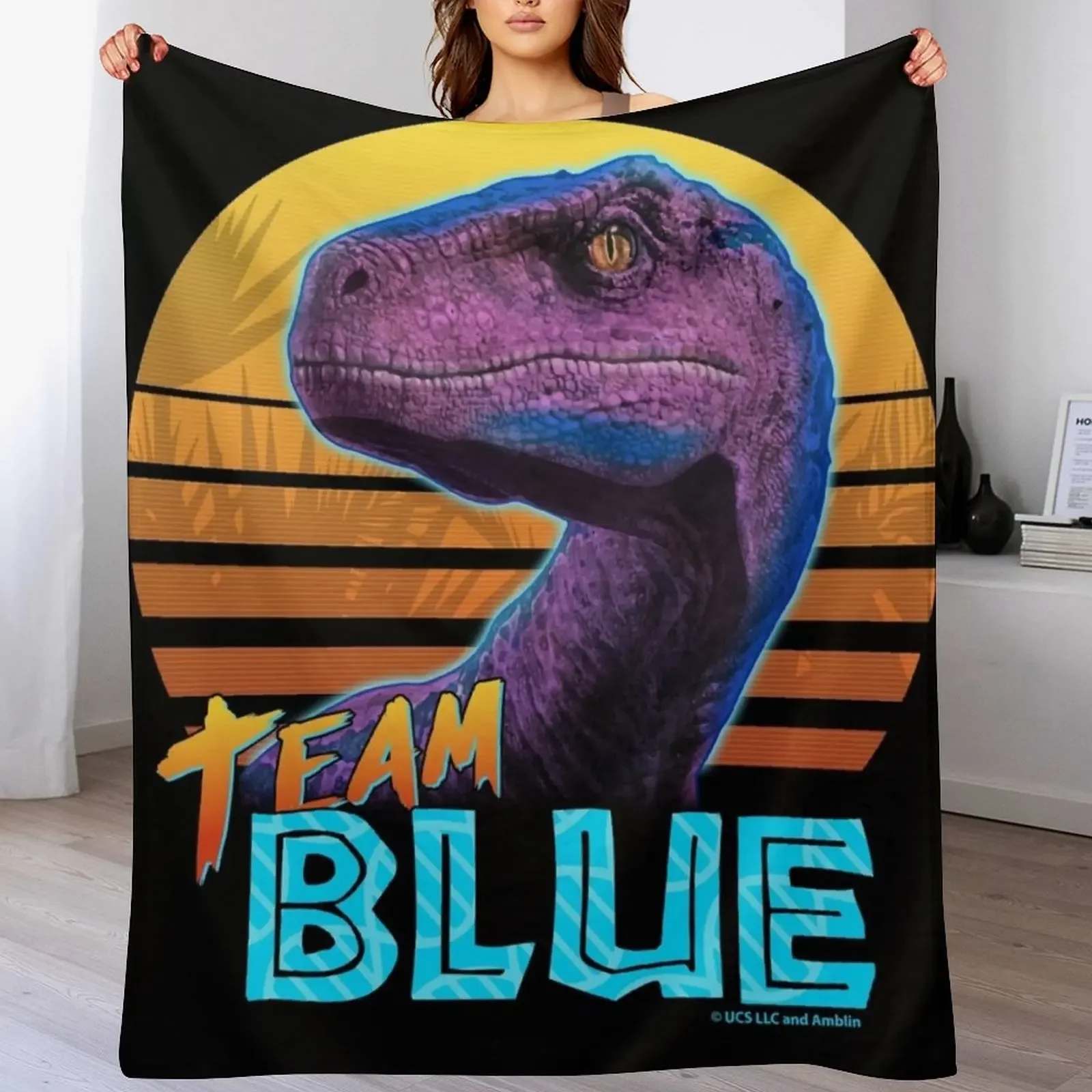 

Team Blue - Jurassic World Fan Art Throw Blanket Soft Plush Plaid Plaid on the sofa Custom Cute Plaid Blankets