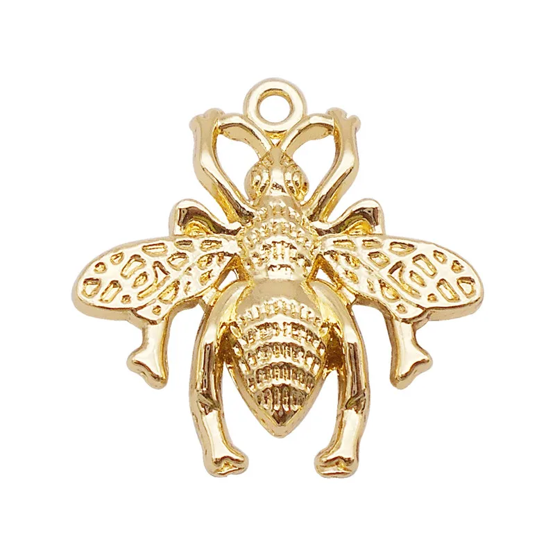 GraceAngie 4PCS Creative Zinc Alloy Bee Charms Necklace Golden Honeybee Insect Pendant DIY Bracelet Crafts Jewelry Accessory