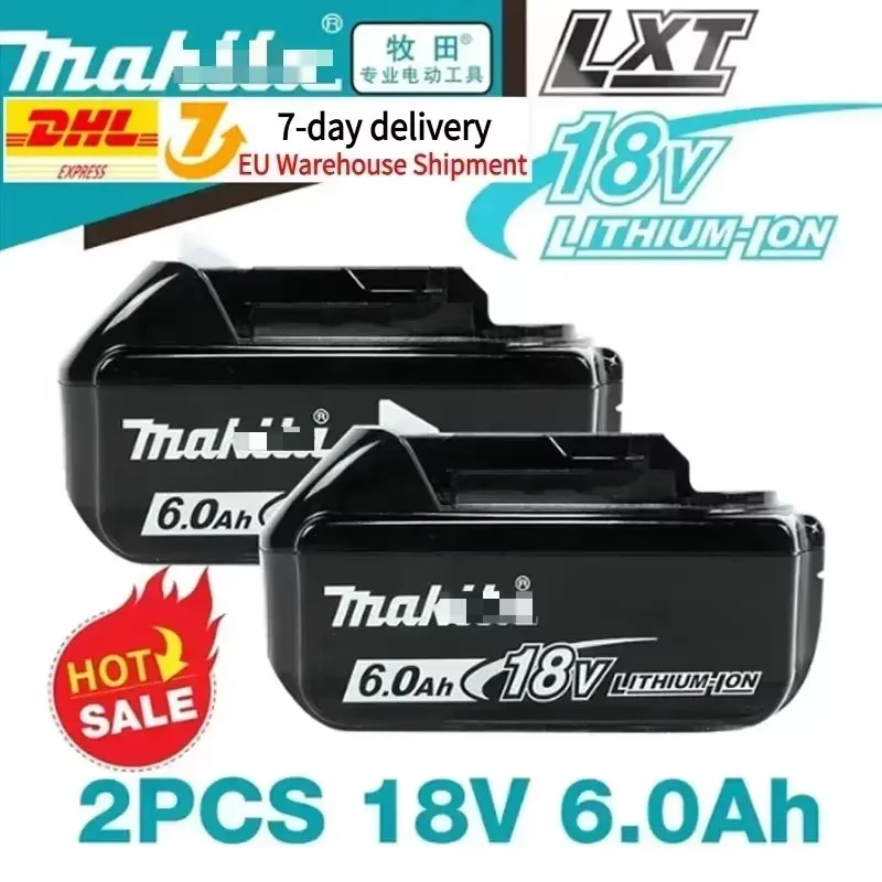 100% originele Makita oplaadbare accu voor elektrisch gereedschap, vervangbare LED lithium-ion, 18V 6.0 9.0Ah LXT BL1860B BL1860BL1850 BL1830