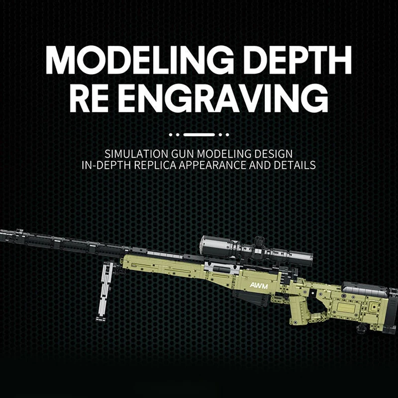 1336 pçs awm rifle de ceiper super magnum blocos de construção criativos herender arma militar bala arma manual blaster armas presentes