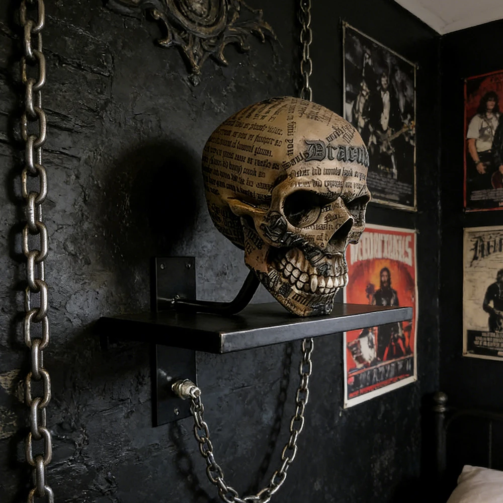 

Halloween Decorations Motorcycle Helmet Skull Holder Helmet Storage Rack Wall Mount Hat Rack Resin Crafts Wall Decor