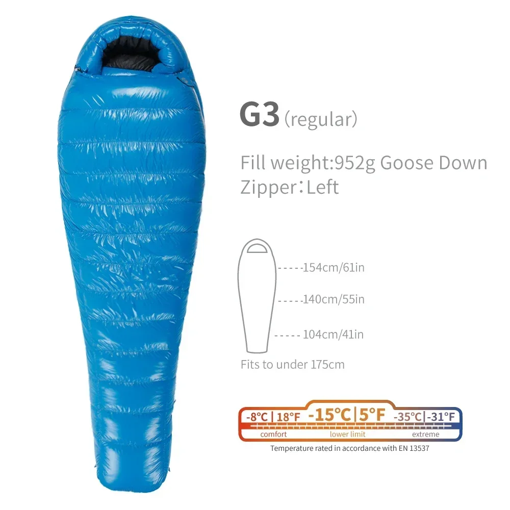 AEGISMAX G3 -15 Degree 800FP Goose Down Sleeping Bag Ultralight Outdoor Camping Hiking Sleeping Bag for Men & Women