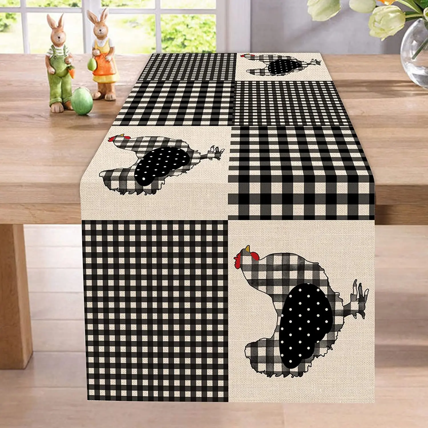 Black And White Plaid Table Towel Farmhouse Chick Family Kitchen Holiday Spring Summer Decoration Country Restaurant Decoration