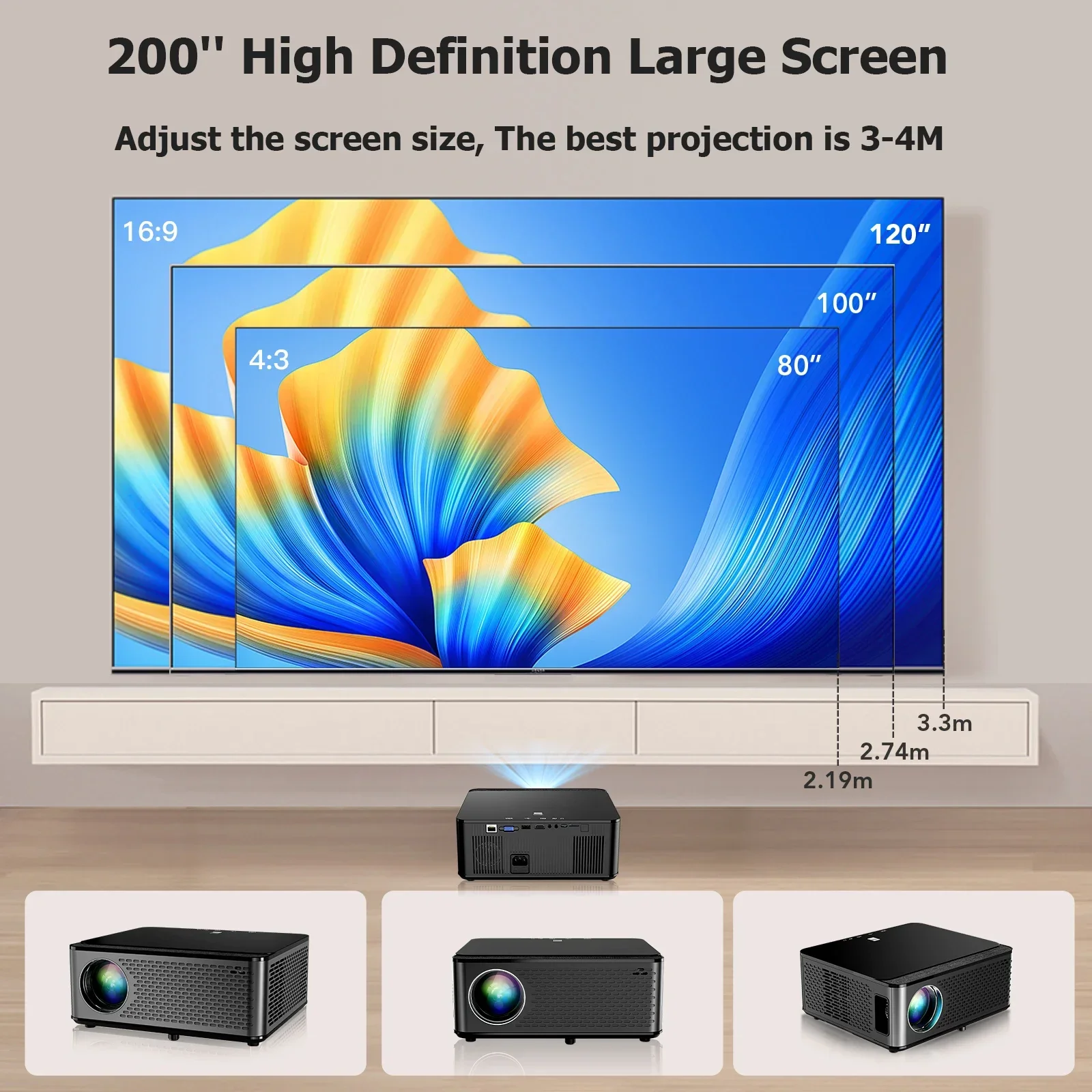 2025 Projectors Supports 1080p Full HD Video Home Theater Smartphone Mini Large Screen Cinema