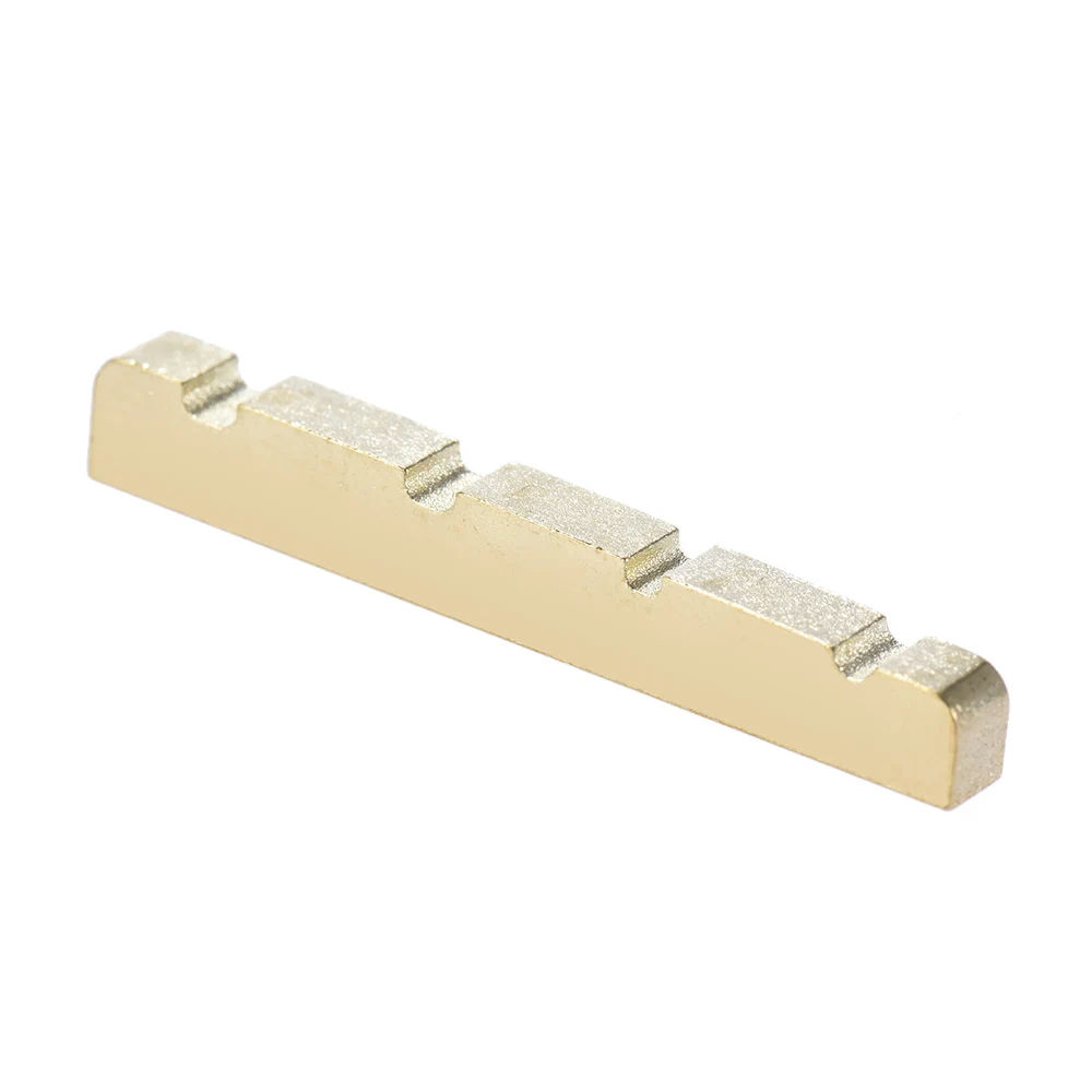 4-string Electric Bass Brass Nut Pre-slotted Brass String Nut for Electric Bass Guitar Part Replacement 38 * 3.6 * 6.3-4.8mm