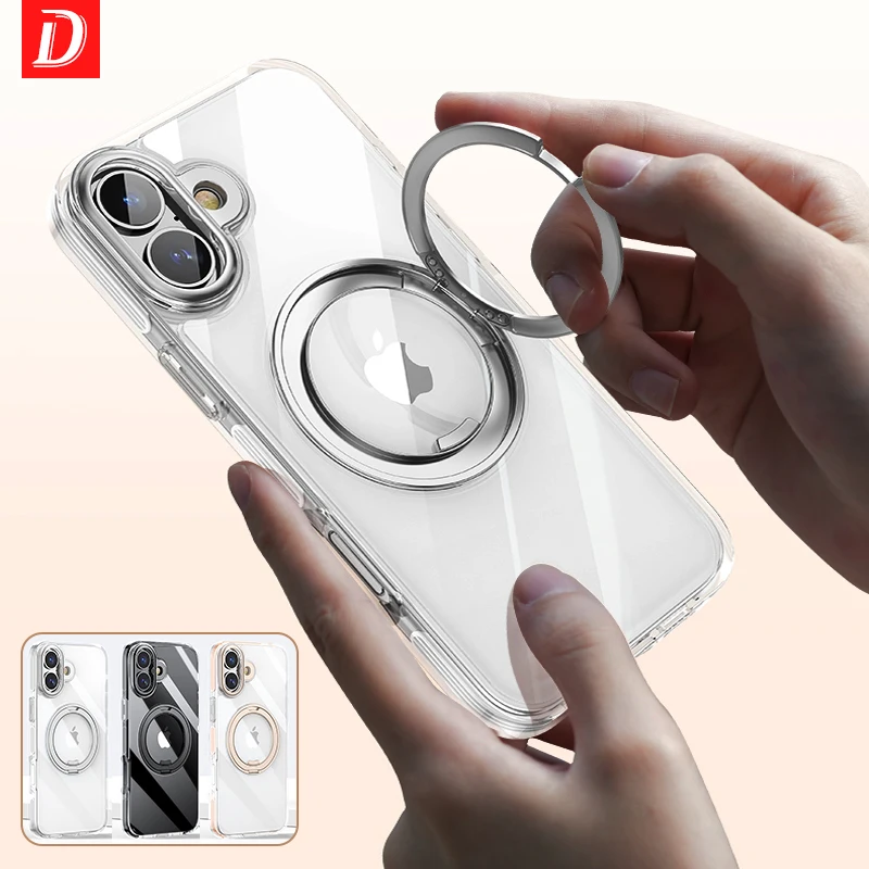 Прозрачный чехол-подставка для iPhone 12 13 14 15 16 Pro Max Plus