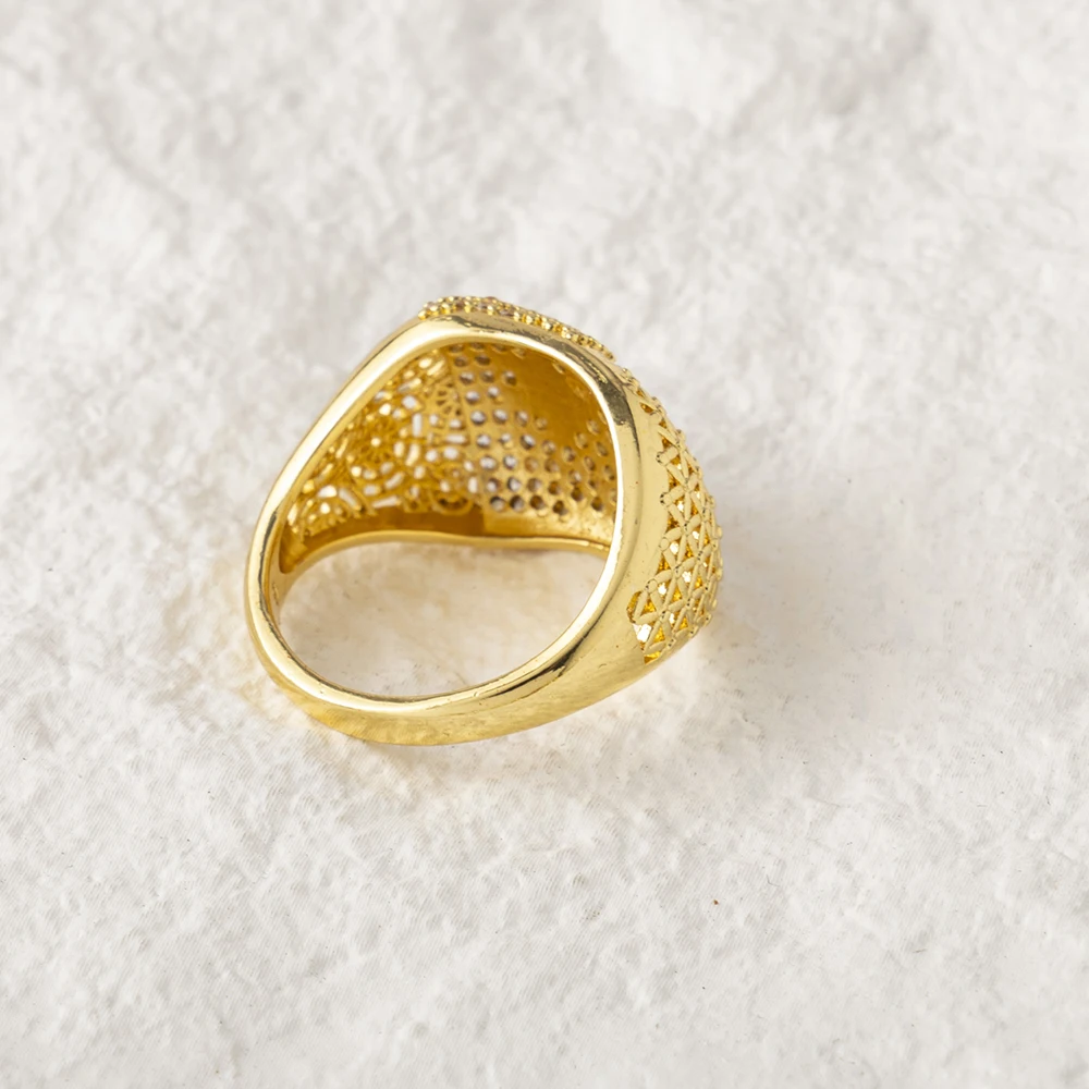 LUIZADA Vintage Türkische Fingerringe Frauen Runde Kristall Caesar Ring Gold Farbe Ethnische Hochzeit Schmuck Ring – Detail 21