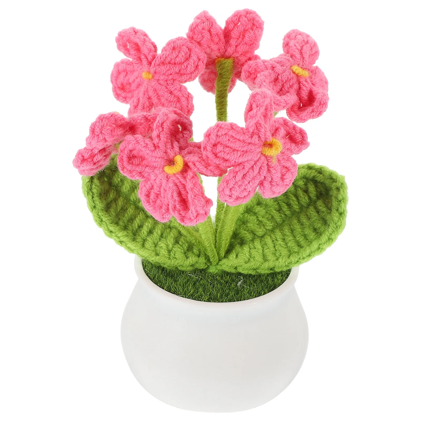 

Simulation Potted Crochet Flower Lily of The Valley Small Fake Decor Plant H made Woolen Office Home Table Bonsai nament