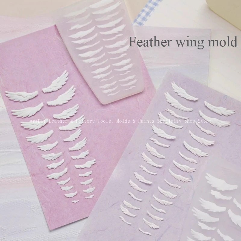 

Силиконовая форма для крыльев/форма для рукоделия, ультралегкая глина, скульптура из камня, мягкая керамика, мультяшная фигурка, форма для крыльев куклы-перышка