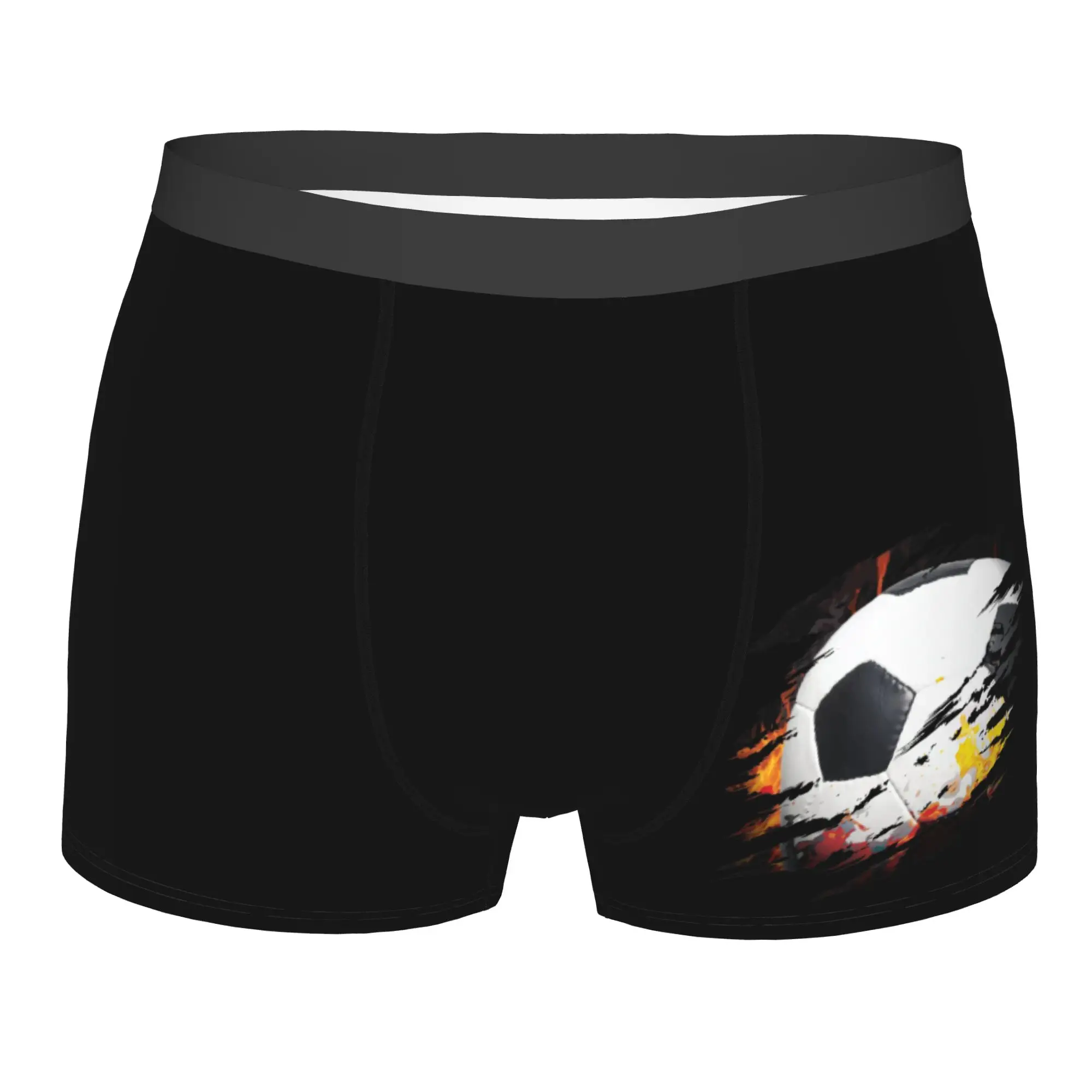 Custom Football Ball On Fire Inside Of Me Fan Soccer Player Gift Underwear Men Stretch   Briefs Shorts Panties Soft  For Male