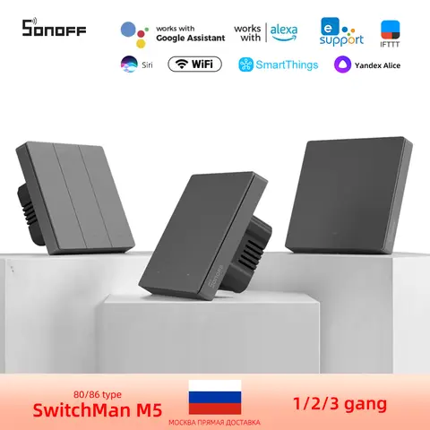 SONOFF M5 SwitchMan Wifi 스마트 스위치 1/2/3 Gang 80/86/120 유형 ewelink를 통한 EU/US 벽 푸시 버튼 장면 스위치 Alexa Alice APP