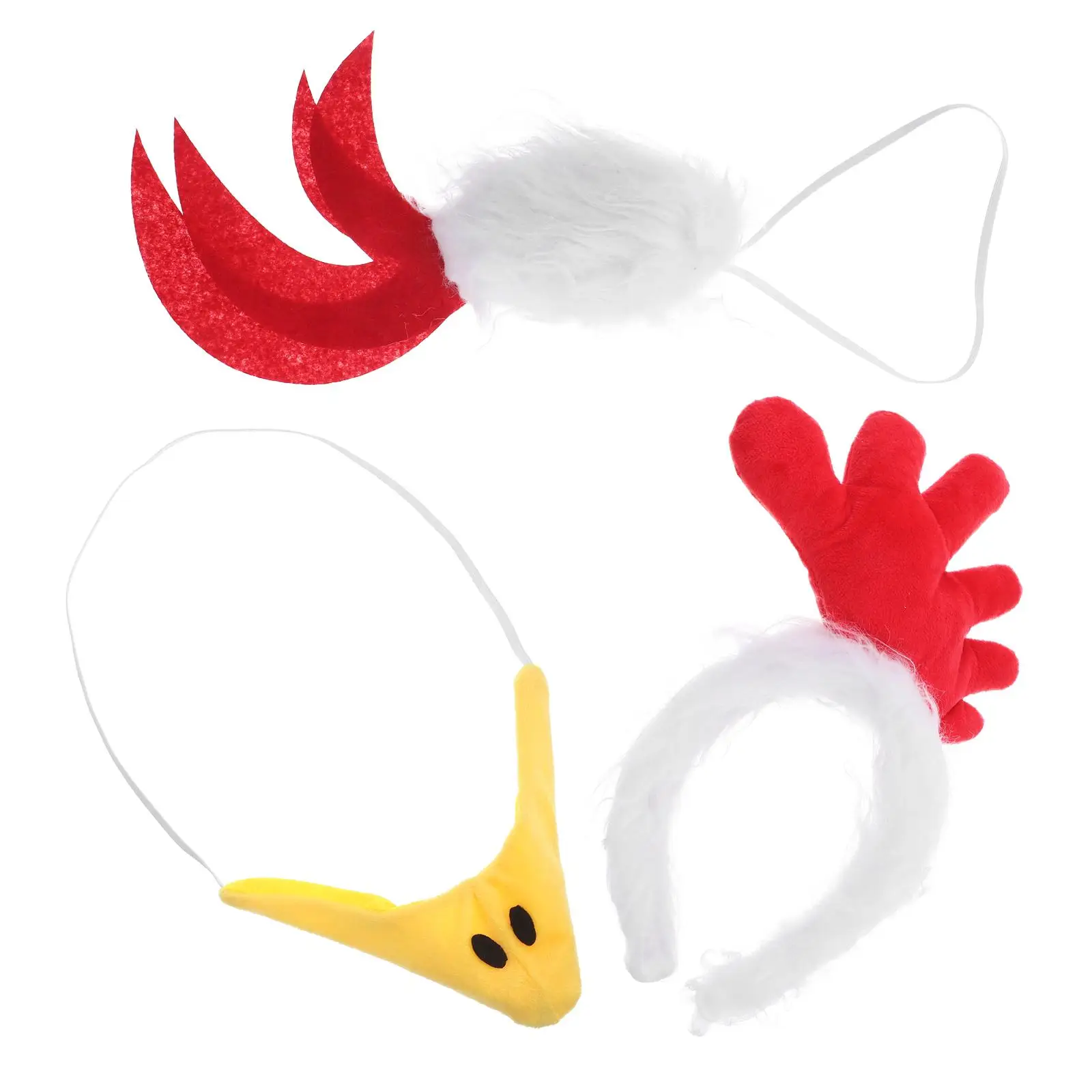 3Pcs Rooster Headband Party Accessories Comfortable Material Women Farm Animal Hats Cosplay Props Chicken Headdress Hair