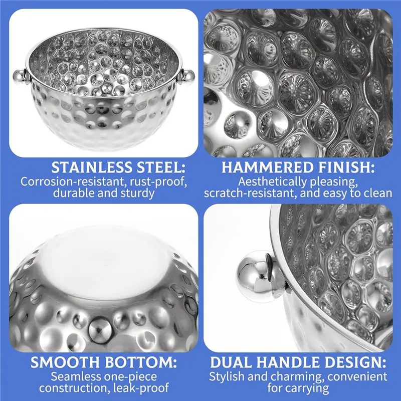 【NOW SAVE】Ice Bucket Set In Stainless Steel With 4L& 6L Sizes Including Scoops, Ideal For Parties, Weddings, Outdoor Occasions E
