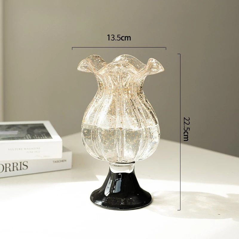 French Ancient Glass Vase Ornament Livingroom Flower Arrangement High-end Luxury Dining Table Decoration Water Culture Device