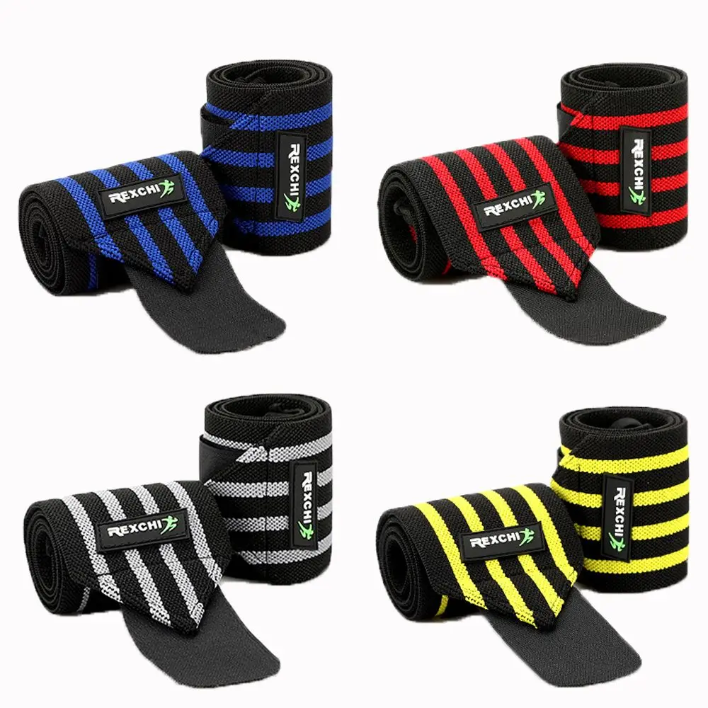 Fitness Gym Stripe Elastic Powerlifting Brace Bandages Wristband Bracers Wrist Wraps