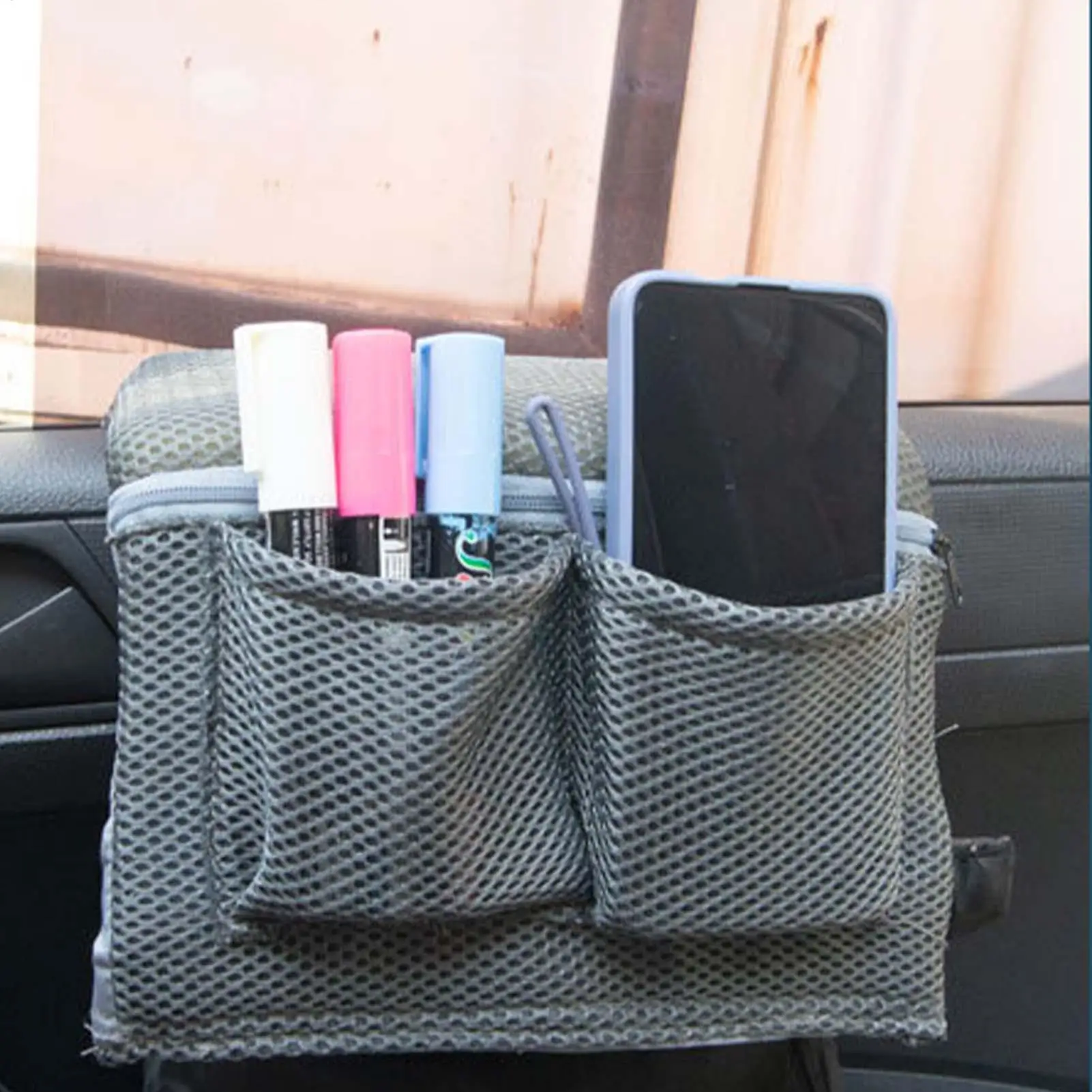 

Car Seat Backrest Storage Bag Car Side Door Window Storage Bags Large Capacity Mesh Pocket for Phone Pen Water Bottles
