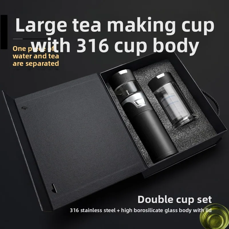 

Premium 316 Stainless Steel Tea Infuser Tumbler Double Wall Glass Water Bottle Gift for Men