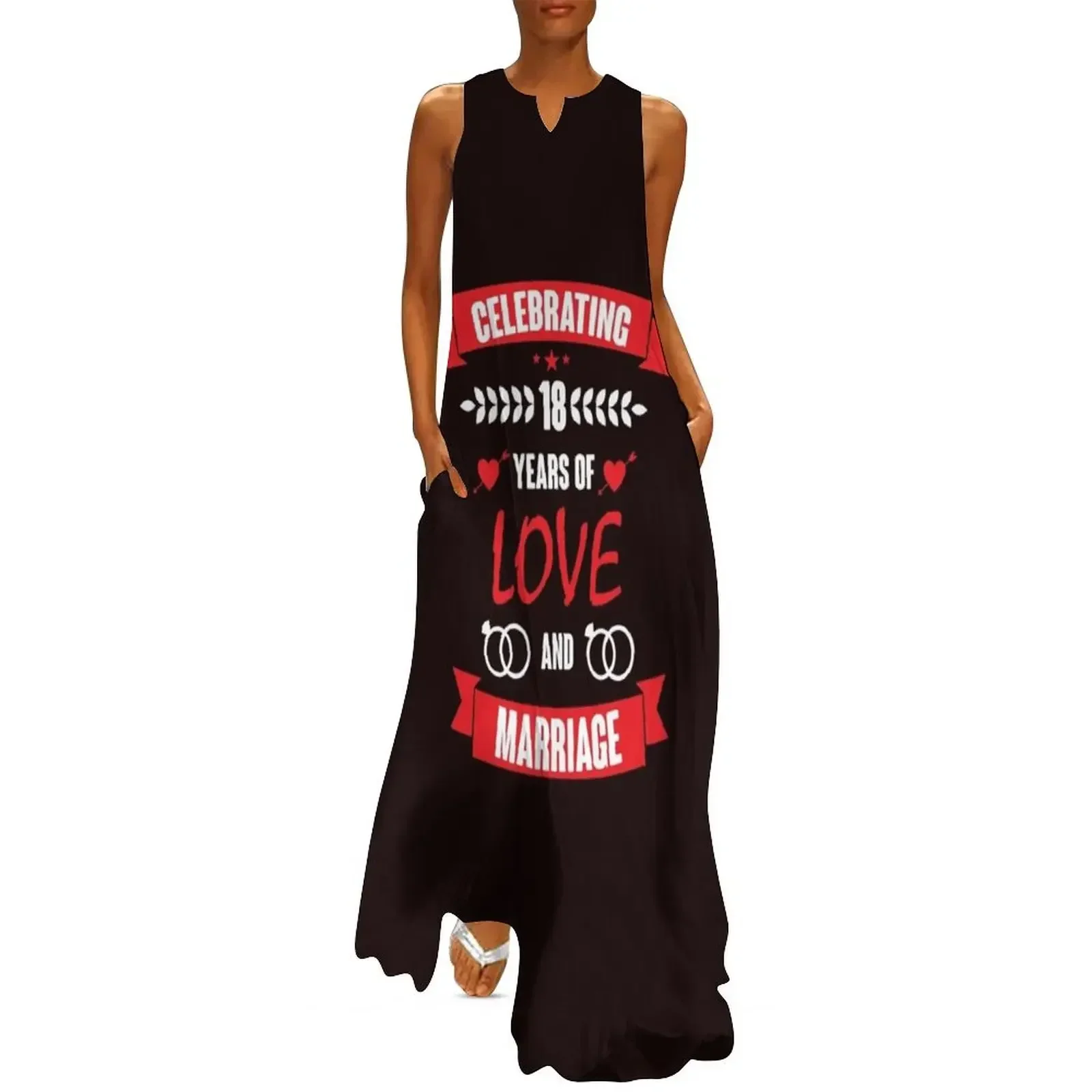 

Celebrating 18 Years Of Love And Marriage Couple T-Shirt Long Dress Female dress women's fashion dresses Dress