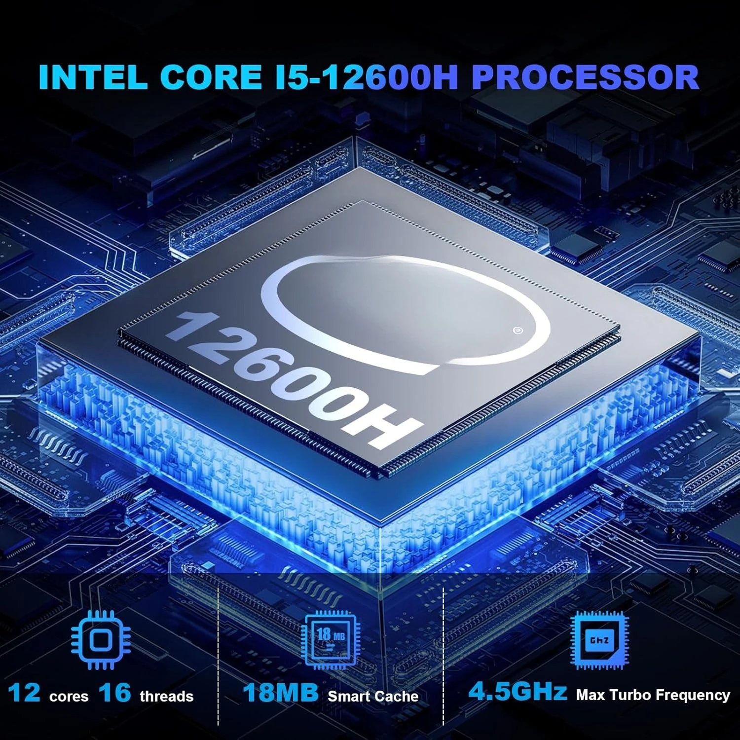 

Mini PC Intel Core i5 12600H(12C/16T, up to 4.5GHz), HI12 Mini Computers 16GB DDR4 512GB PCIe3.0 SSD, Mini Desktop Computers