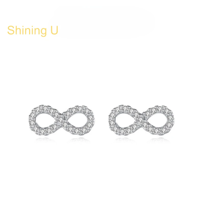

Shining U 925 Sterling Silver Infinite Symbol Stud Earrings for Women Fine Jewelry Cleanfit Summer