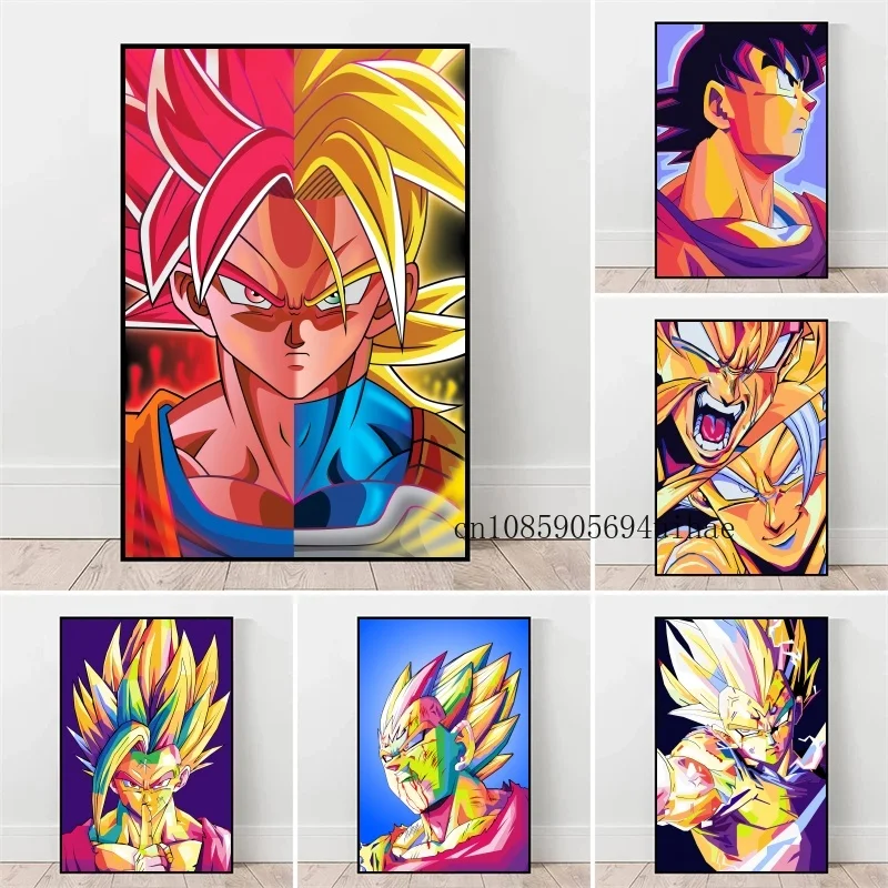 

Japanese Surrounding Anime Dragon Ball Poster Print Super Saiyan Vegeta Kakarot Mural Art Living Room Decoration Canvas Painting