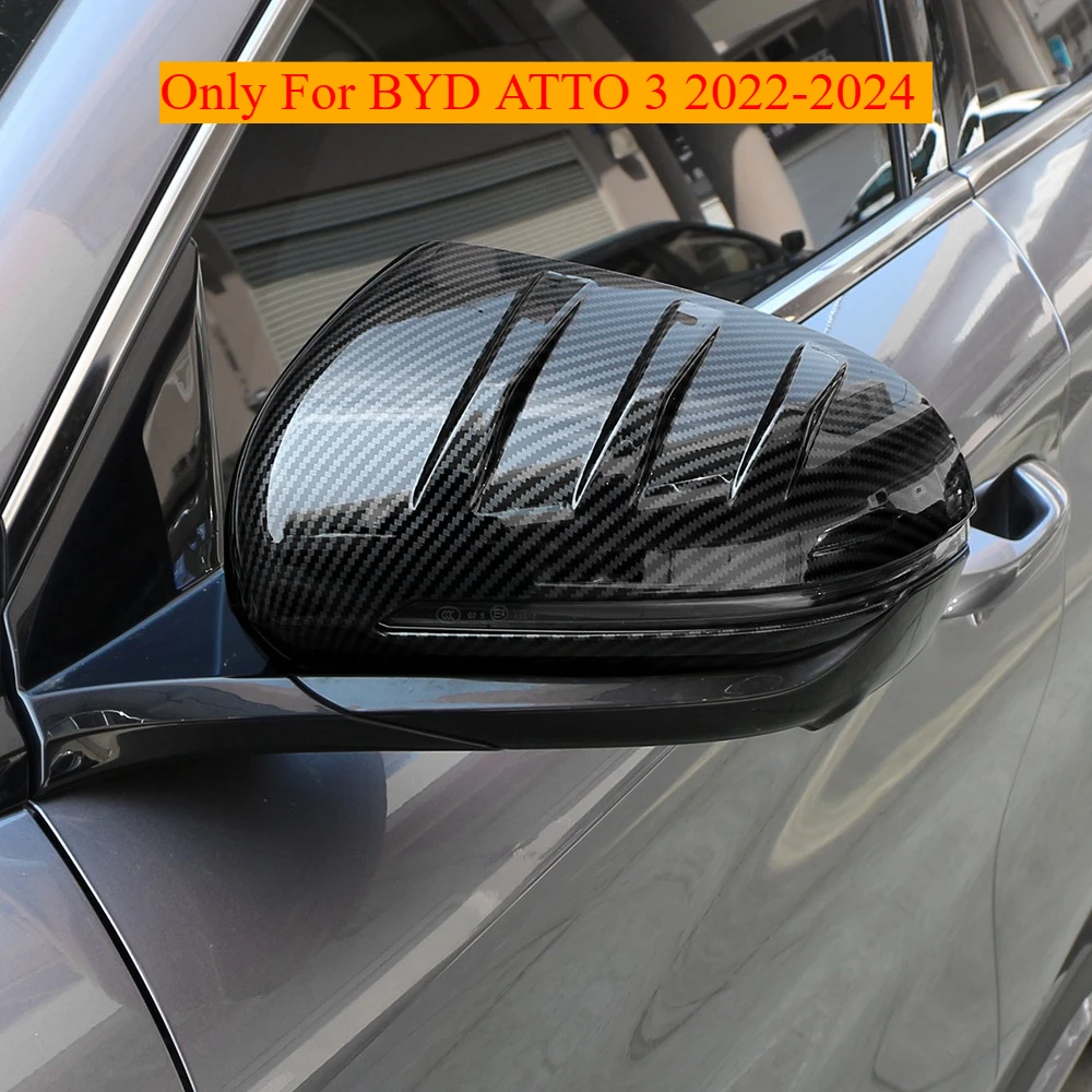 مرآة الرؤية الخلفية غطاء الزخرفية الكسوة ل BYD ATTO 3 ATTO3 2022 2023 2024 مرآة الرؤية الخلفية يغطي ملصق 2 قطعة/المجموعة ملصقات السيارات