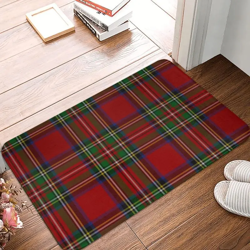 Custom Royal Stewart Tartan Clan Doormat Non-Slip Entrance Bath Kitchen Floor Door Mat Geometric Gingham Toilet Carpet Rug