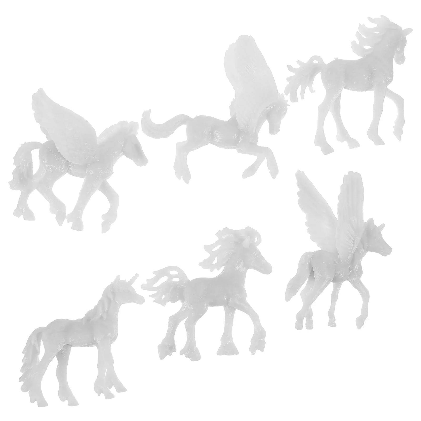 6 Pcs Animal Model DIY Unicorn Crafts Painting Toy Small Figures For Material Toys Figurines Abs Children's Graffiti