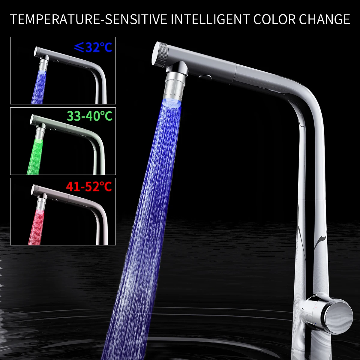 Hot  LED Temperature Sensitive Faucet Water Saving Kitchen Bathroom Sensor 7 Color Change Faucet Aerator Tap Nozzle Shower