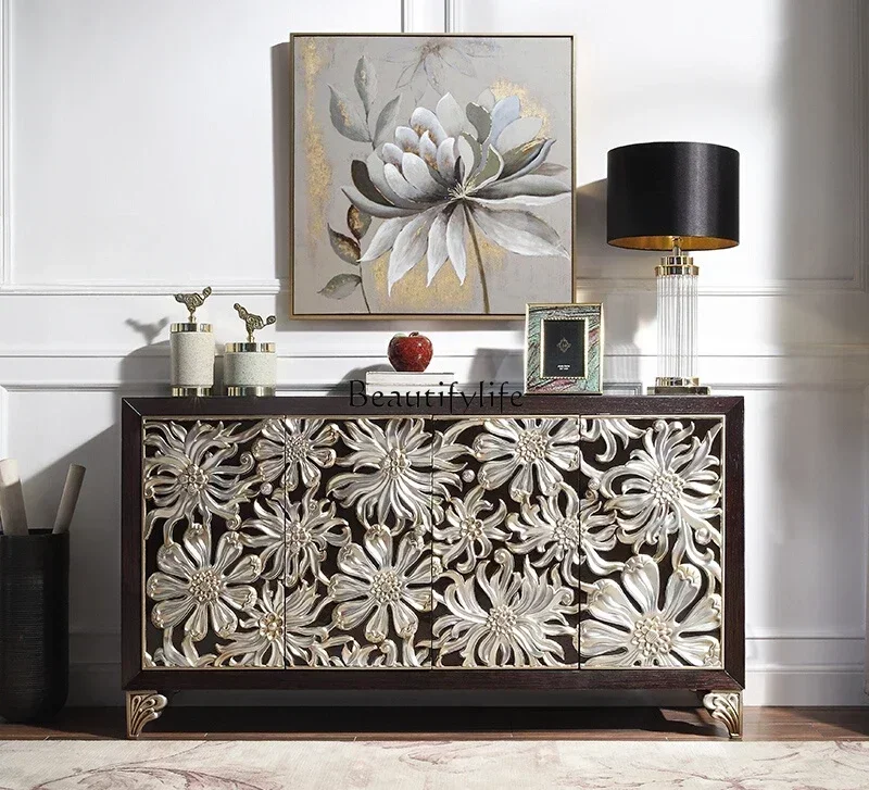 نمط جديد جديد أمريكي خفيف فاخر باب خزانة خزانة خذاء التقسيم الديكور غرفة المعيشة تخزين الخشب الصلب الطعام الجانب ca #3