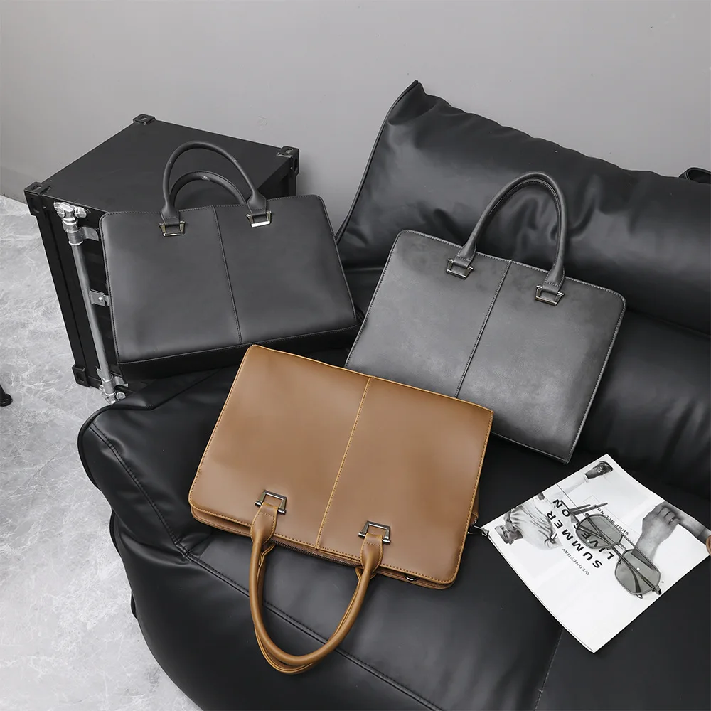 High-End New Fashion Briefcase For Men Handheld Gentlemen Cross Body Shoulder Bag Crazy Horse Skin Retro Business Computer Bag