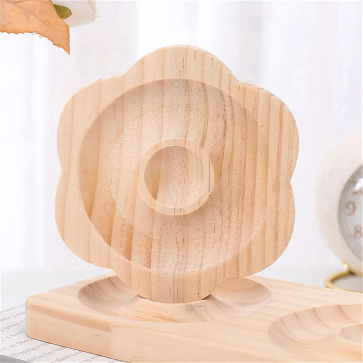N18R 6-Piece Wooden Bead Display Tray for Bracelets and Accessories Showcase