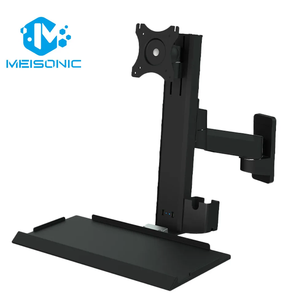 

32-Inch Single Arm Stand With 20 KGS Weight Capacity New Wall Mount Workstation Folding Keyboard Tray For Factory Use