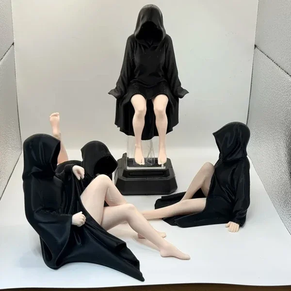 3D Mysterious Halloween Statue Gothic Black Roman Queen Figure Bookshelf Sculpture Ghost Sitting Statue Table Decoration Gift