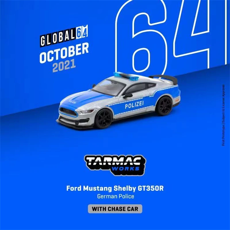 Tarmac Works 1:64 Ford Mustang Shelby GT350R German Police Model Car