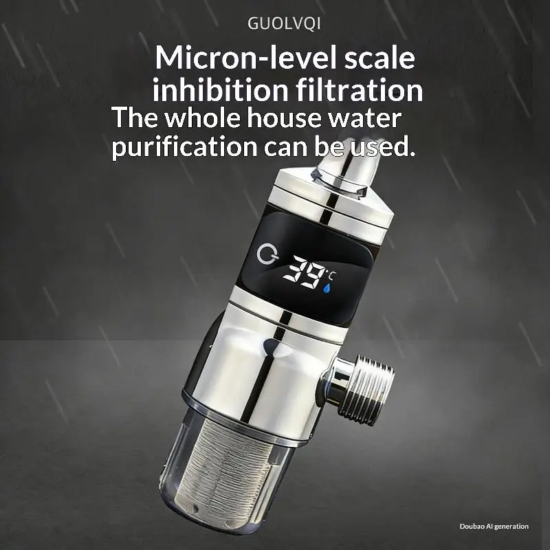 1Pc 40 Filtration Mesh Large Screen For Clear Water Flow Digital Display Shower Head With Thermostat And Filter Combination