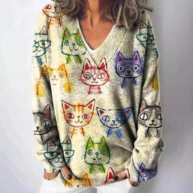 

Новая женская вязаная блузка-накидка с принтом: комфортная, повседневная, минималистичная, модная, нишевая, универсальная, элегантная, оригинальная