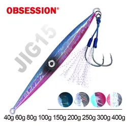 OBSESSION J15 40g-500g Sea-bream Slow Sinking Jigging Lure Seabass Fishing Saltwater Bait Carp Trout Fishing Jigbait Assist Hook