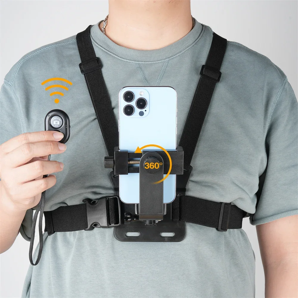 حامل حزام الصدر العالمي يدور 360 درجة لهاتف iPhone 15-13/Samsung/GoPro 11-9/Insta360 حزام الجسم لمقاطع فيديو الحركة POV ومدونات الفيديو #2