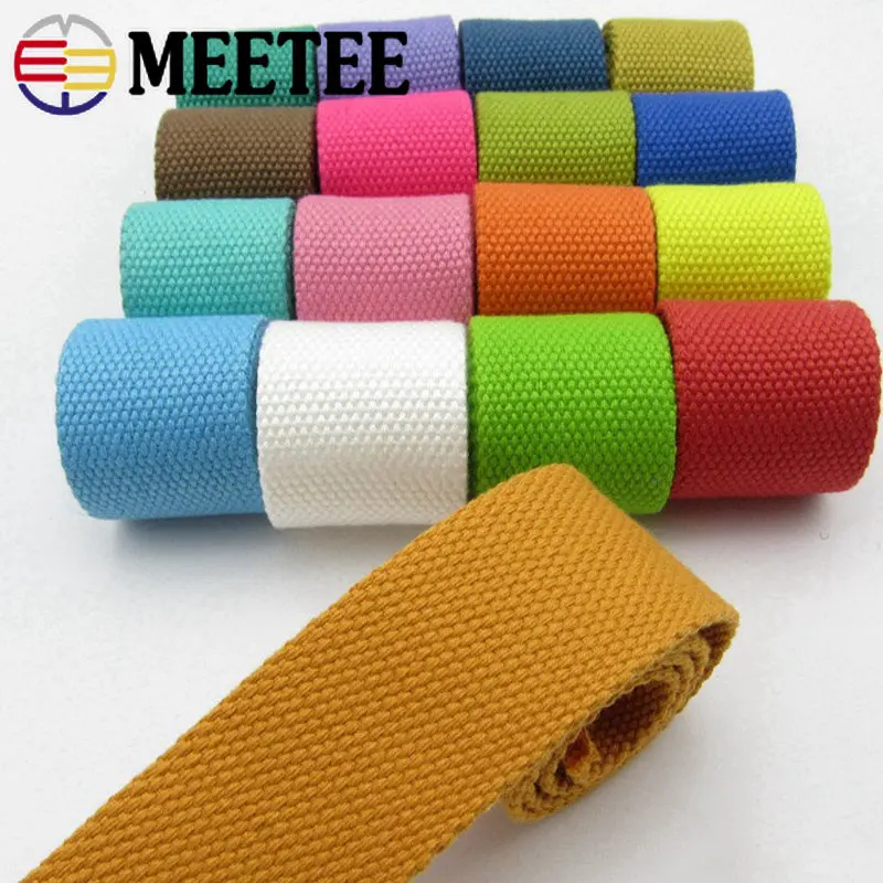 2Meters  20-38mm 2mm Thick Polyester Cotton Webbings for Backpack Strap Belt Canvas Ribbon Bias Binding Tape DIY Sewing Craft