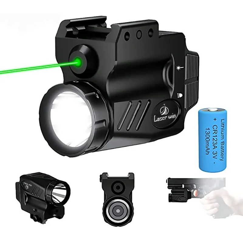 

Tactical Flashlight Green Laser Sight Combo 500 Lumens Strobe Weapon Light with Green Laser Sight for Gun with Picatinny Rail