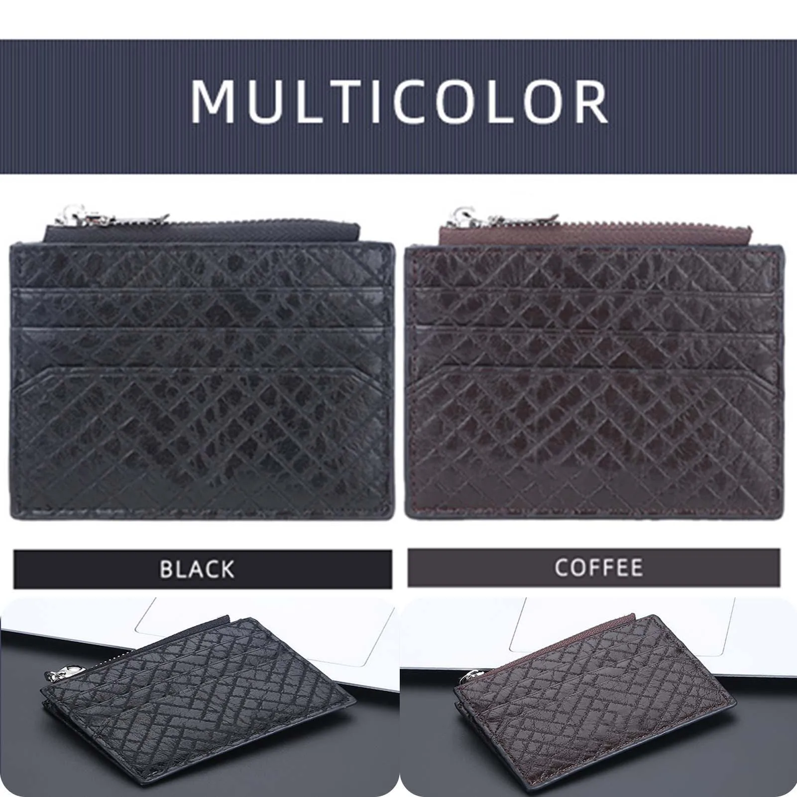 رقيقة جدا سستة بطاقة حقيبة للرجال المحمولة مقاومة للاهتراء حامل بطاقة للحصول على بطاقة المال عملة