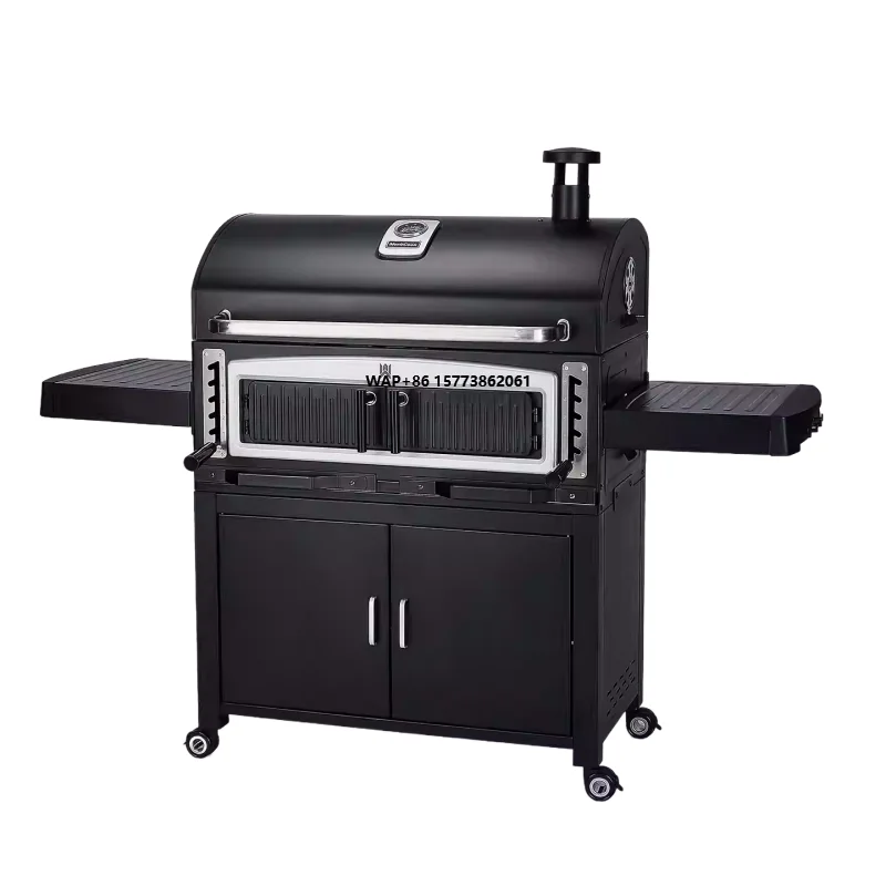 

Открытый сверхмощный угольный гриль-барбекю, тележка, портативная чугунная решетка для барбекю, гриль-барбекю с грилем и шкафом